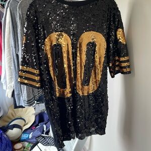 Black and gold jersey dress/ long tunic short New Orleans saints